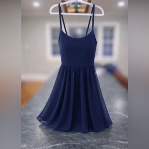 Elegant Navy Blue Dress Strappy Back